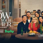 how i met your father Main Cast of Series - Hilary Duff as Sophie, Chris Lowell as Jesse, Ashley Reyes as Hannah, and Tom Ainsley as Charlie, sitting on a sofa, showcasing the chemistry and dynamic characters of the show.'"