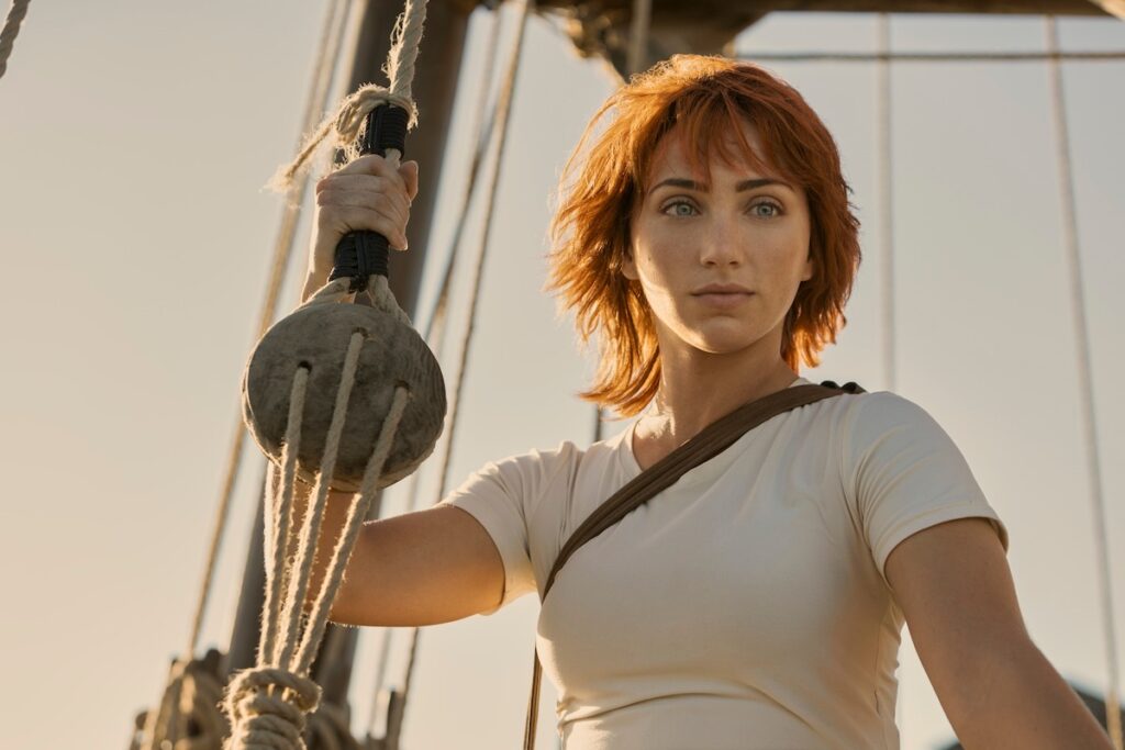 mage of Nami, portrayed by Emily Rudd, a member of the Straw Hat pirate crew in the epic pirate adventure saga.